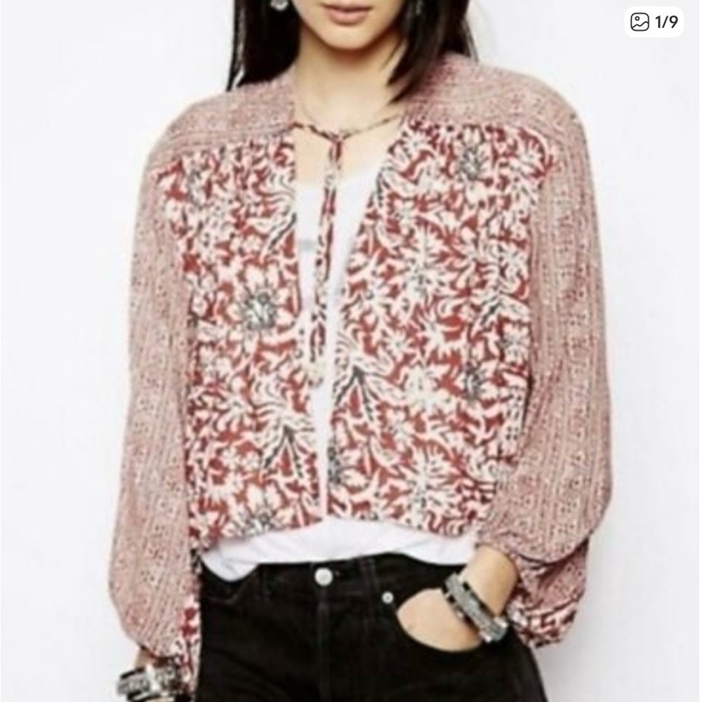 Free People Floral Crop Kimono Jacket